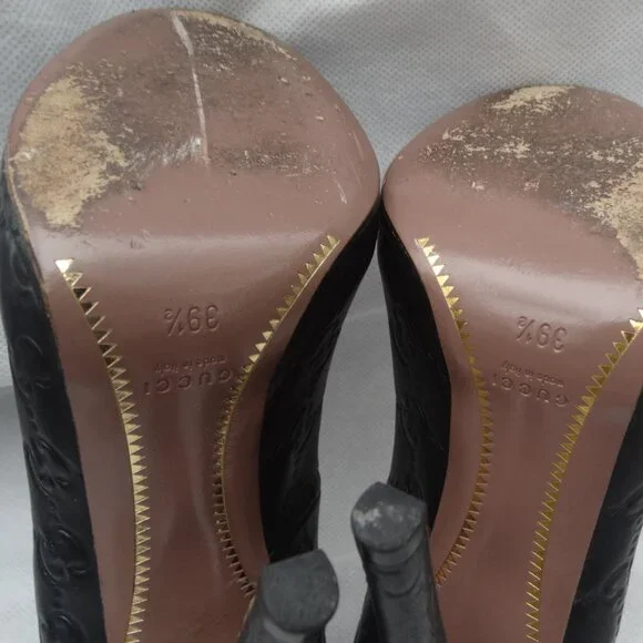 GUCCI GG Logo Guccisima Monogram Pumps Peep Toe 39.5/9 US, Horsebit heel ITALY - Picture 7 of 12